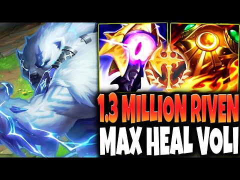 1.300.000 Mastery Points RIVEN MAIN vs my New MAX HEAL VOLIBEAR BUILD ⚡🔥 LoL Volibear s13 Gameplay