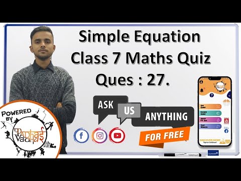 Q.27 The solution of 2 (x+4) = 20 is : I Class 7th Maths I Simple Equation