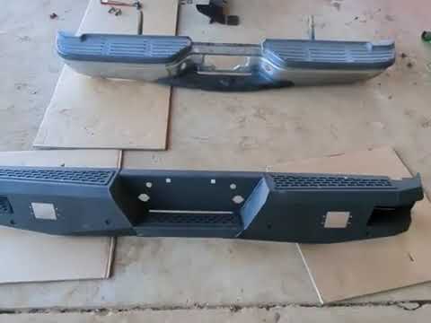 Install YIKATOO Rear Bumper For 99-16 Ford Super Duty F250 F350 w/2 LED Lights Powder coated