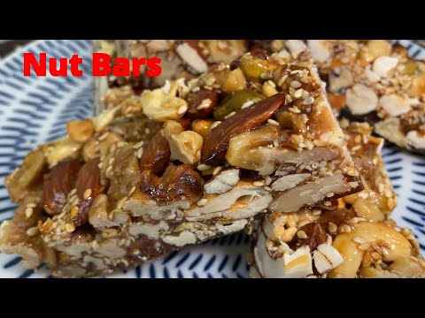 Delicious Nut bars! Quick snack 6 minutes done.