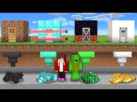 JJ & Mikey 4 Ways to Steal Diamonds From Security Houses POOR to RICH in Minecraft challenge