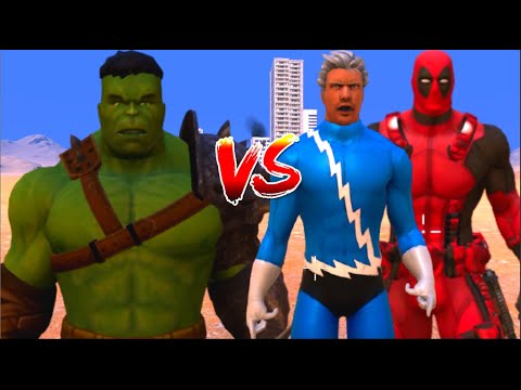 100 Hulk vs 1000 Quick Silvers and 1000 Deadpool (Marvel vs Marvel)