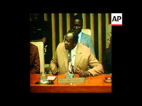 SYND 3 10 75 IDI AMIN SPEAKS TO THE UNITED NATIONS ABOUT ISRAEL