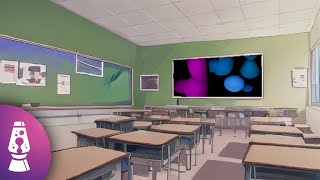 Lofi Music with AI generated Pixel Art Classrooms containing Lava Lamp TV Backgrounds