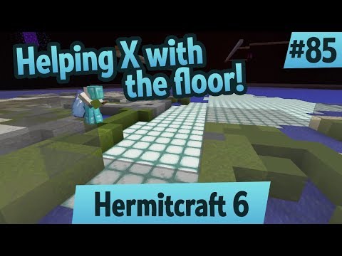 Helping X glass the nether hub floor! — Hermitcraft 6 ep 85