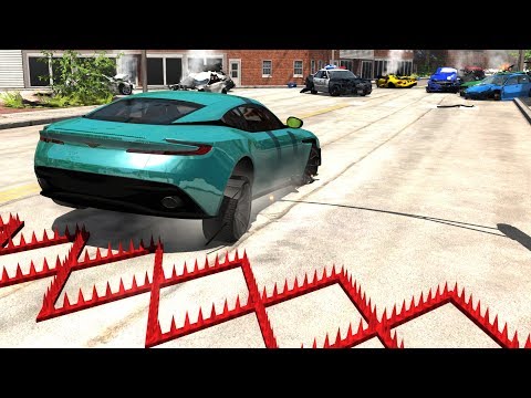 Spike Strip Multi-Vehicle Pileup Crashes #2 - BeamNG Drive