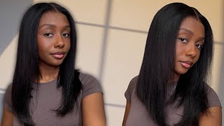 *BLACK FRIDAY* 🤑NATURAL Yaki Straight Glueless Bob Wig Install | Ft. Ashimary Hair