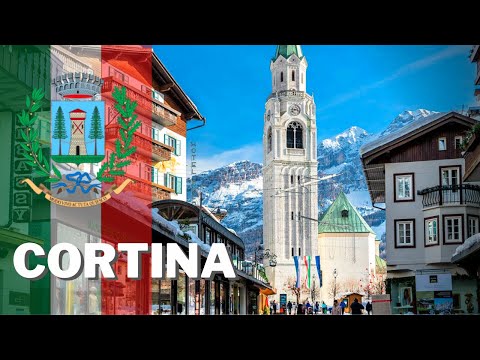 Passeio a pé em 4K ❄️ Cortina d'Ampezzo ❄️ Belluno, Itália ❄️ Travel Vlog