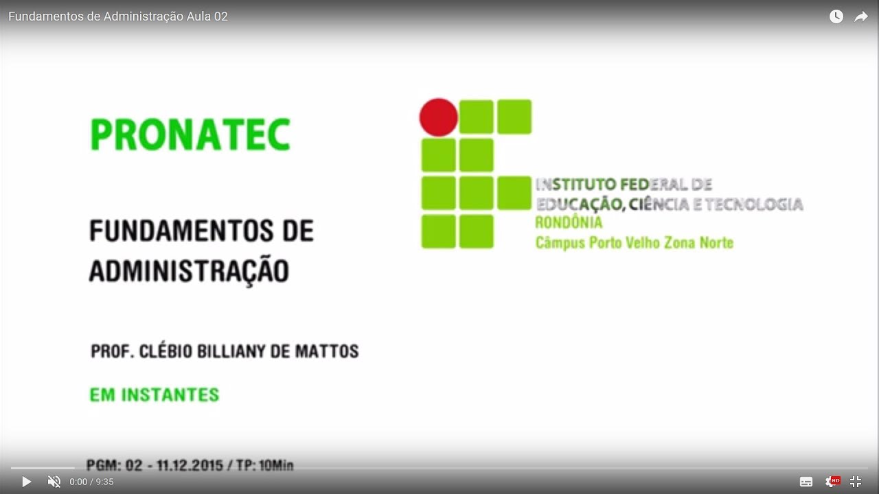 Fundamentos de Administração Aula 02