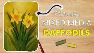 Daffodil Painting Tutorial 🌼 Mixed Media Journaling (Watercolor + Pastel)