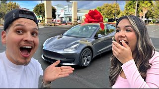 SURPRISING BABY SISTER W/ BRAND NEW TESLA!!