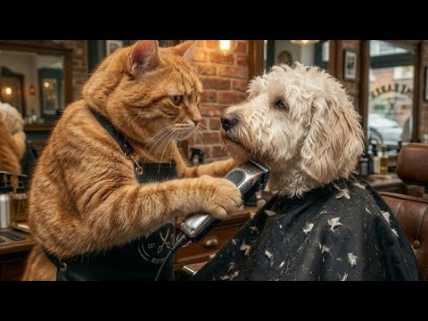 Professional Barber Cat  at Work .