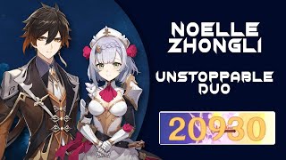 Noelle and Zhongli is insane in floor 12! No Damage Boost Buffs!!