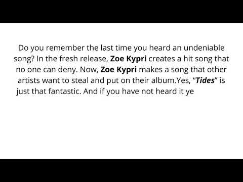 ZOE Kypri - "Tides" (Official Music Review) [Elite Boss Radio]