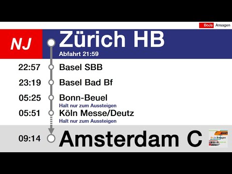 SBB Ansagen / Begrüssung I Nightjet / IC Zürich HB - Amsterdam I BoJa Ansagen