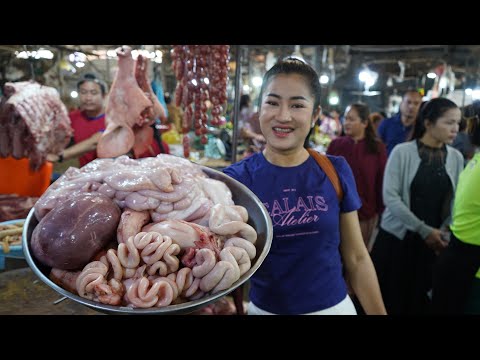 Market show: The most delicious pork organs cooking - Yummy pork intestine cooking