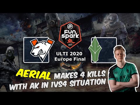 Aerial makes 4 kills with AK in 1vs4 situation, Virtus.pro vs HAVU, FunSpark ULTI 2020 Europe Final