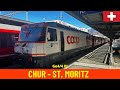 Führerstandsmitfahrt Chur Thusis St Moritz Rhätische Bahn Albulalinie Glacier Express Schweiz 4K