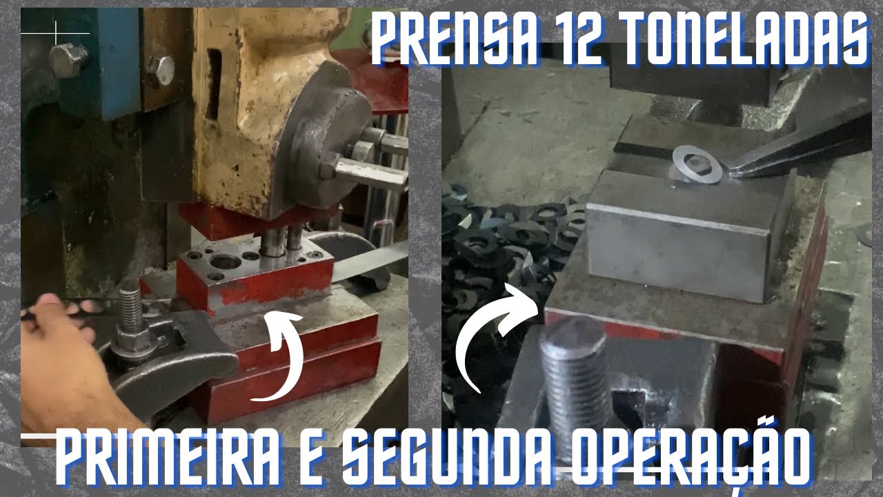 Cortando e dobrando arruelas - primeira e segunda operação | prensa excêntrica 12 toneladas