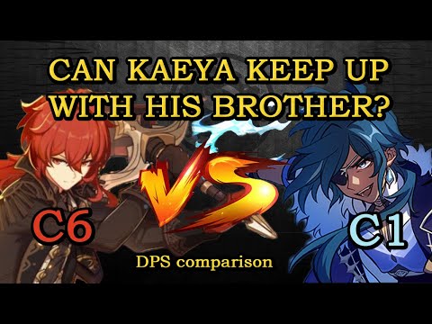 C6 Diluc Vs C1 Kaeya - DPS Comparison Against Childe boss - Genshin Impact