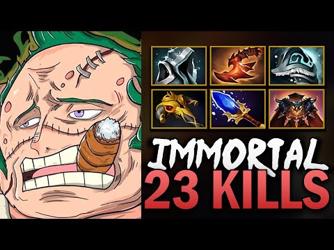 Pudge Gameplay with 23 Kills and Eternal Shroud - 7.40 Dota