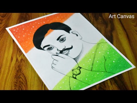 CHANDRA SHEKHAR AZAD Drawing With Oil Pastel  Step by Step / Republic day / lndependence day Special