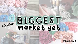 biggest ever market (so far) almost DOUBLE my previous best - making 100s of scrunchies + set up V74