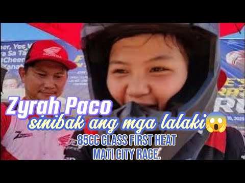 Zyrah Paco sinibak ang mga lalaki😱85cc Class first heat.Mati City race.