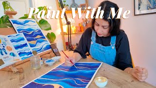 Relaxing Watercolor, Exploring abstract painting + Golden details 