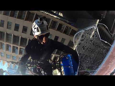 Rope access window cleaning.