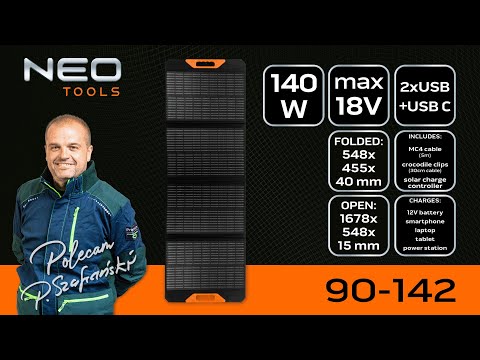 Panel słoneczny przenośny 140W, ładowarka solarna 90-142 NEO
