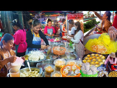Taro Spring Roll, Yellow Pancake, Dessert, & Coconut Rice Cake - Cambodian Street Food