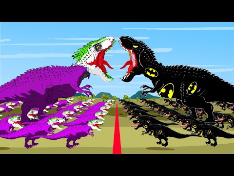 Spiderman T-Rex vs Joker T-rex, Batman, Brachiosaurus Color Pack Dinosaurs Fighting Jurassic World
