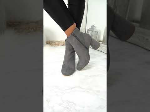 Nifa Grey Zip Ankle Boots - Cucu Fashion