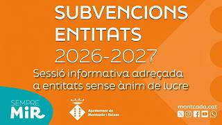 Sessió informativa subvencions municipals 2026-2027