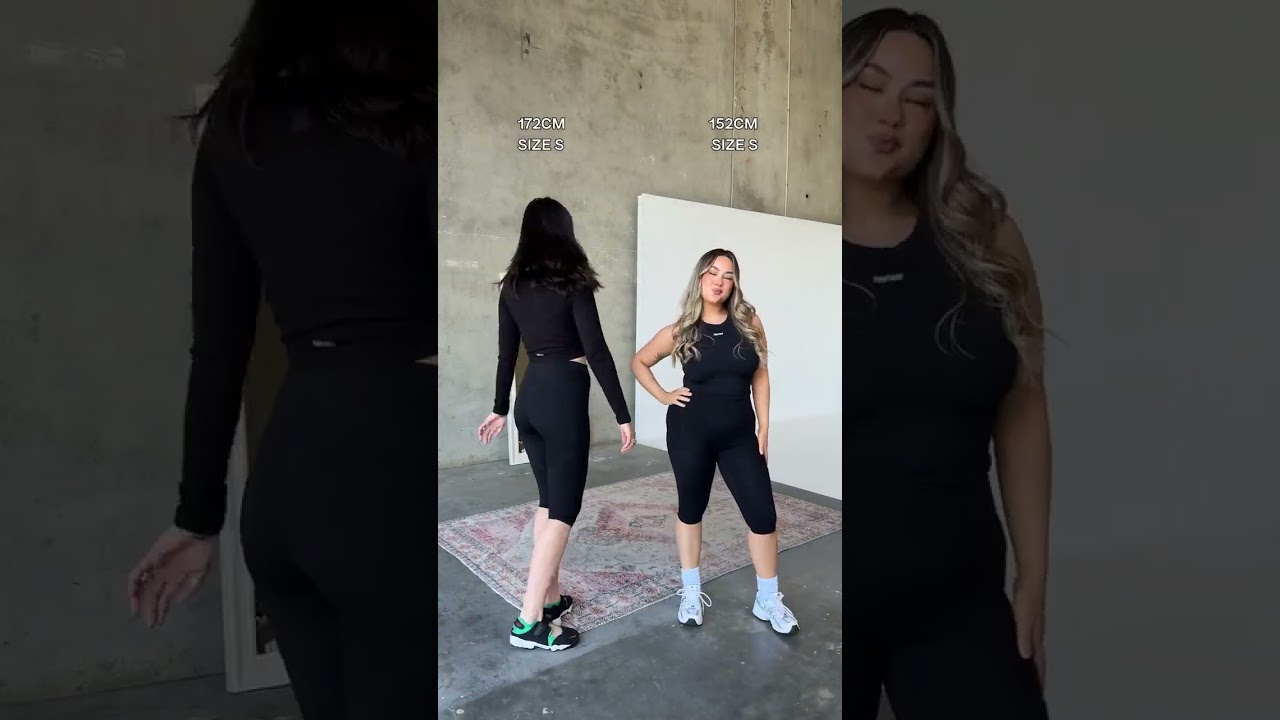 same size, different heights 👯‍♀️  capri leggings #twotags