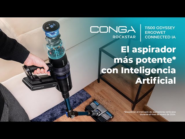 Aspirateur sans Fil Cecotec Conga Rockstar 11500 Odyssey ErgoWet Connected IA 850W 100 min Allergies video