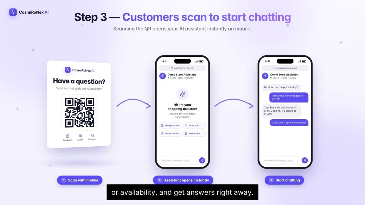 CosmiRoNex AI QR Assistant Tutorial — click to play
