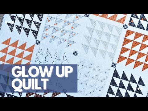 Glow Up - fat quarter quilt pattern - striking half square triangle quilt!