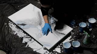 (835) Amazing DIY Blue, Gray and Silver Mixed Media Acrylic Pour