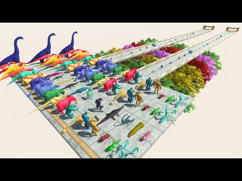 Colors Dinosaur Race To Get a Gold Pig | 🦖 Animal Revolt Battle Simulator 🦕