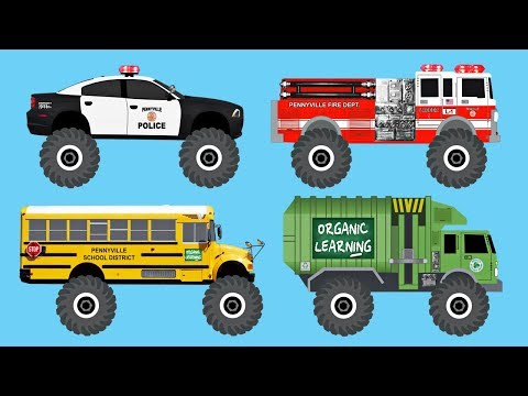 Learn 50 AWESOME Monster Trucks - Organic Learning (Fun & Educational Learning Video)