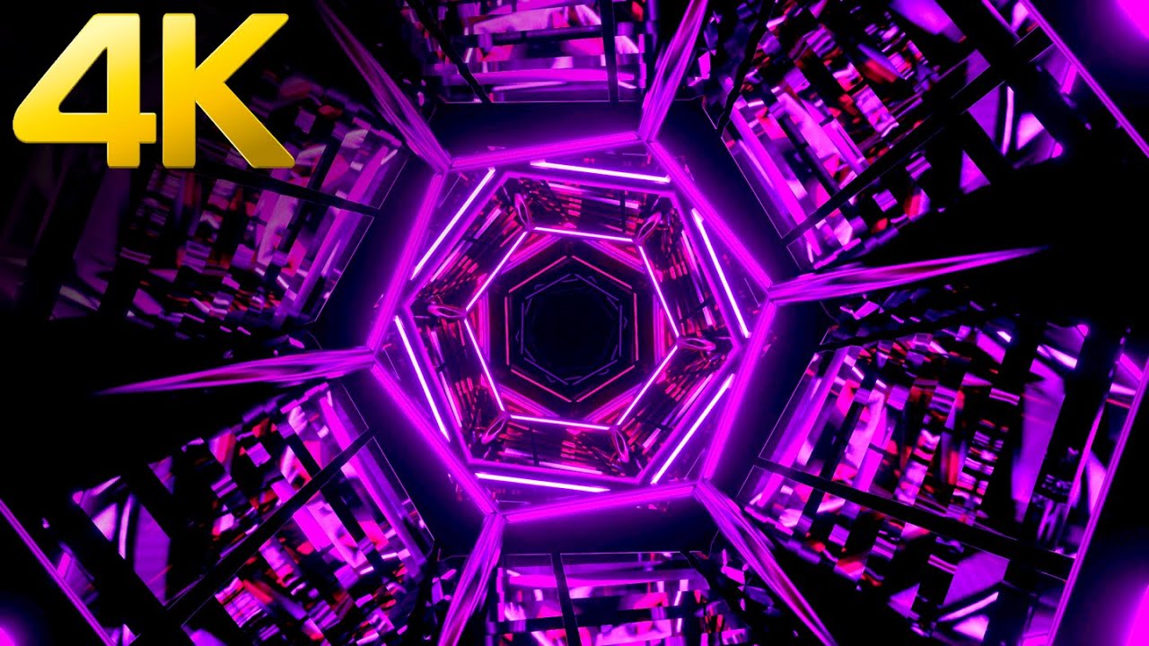 4K Abstract Red Hexagon Tunnel - Purple Hexagon Screensaver || VJ loop Background (no sound)
