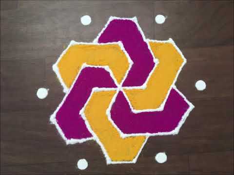 7 x 4 Interlaced dot rangoli design by Gauri * diwali special rangoli beautiful rangoli design Video