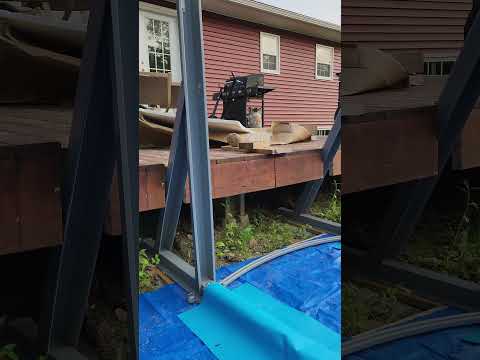 Pool going together but first repair the wind damage Part #3 #pool #pooldesign #backyardpool