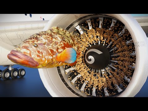 AIRPLANE ENGINE vs FISH Animation