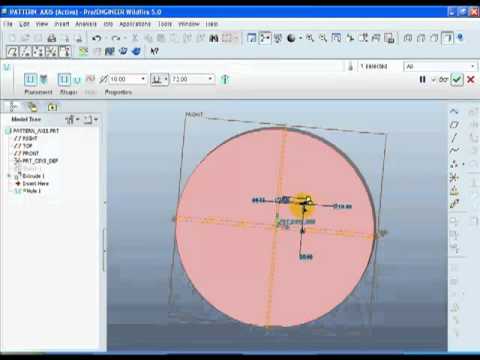 How to use pattern feature in ProE wildfire 5 using axis