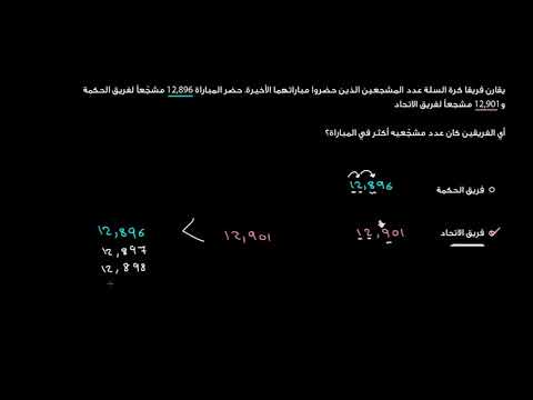 الصف الرابع الرياضيات قيمة المنزلة والتقريب تمرين على مقارنة الأعداد المكوّنة من عدة منازل