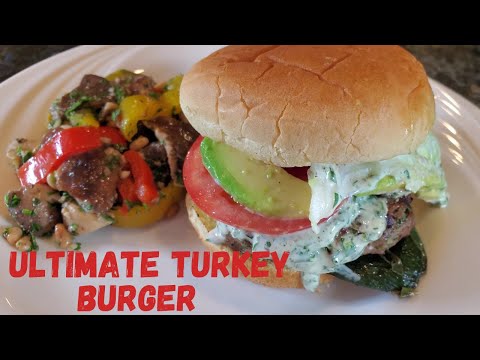 Spicy Turkey Burger | With Chimichurri Mayonnaise And Grilled Poblano Peppers