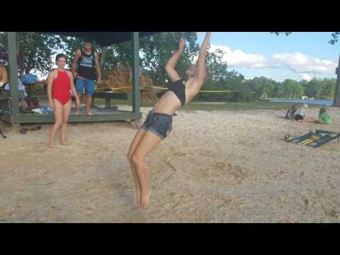 Riley back tuck on the beach Lake Tansi May 28, 2017